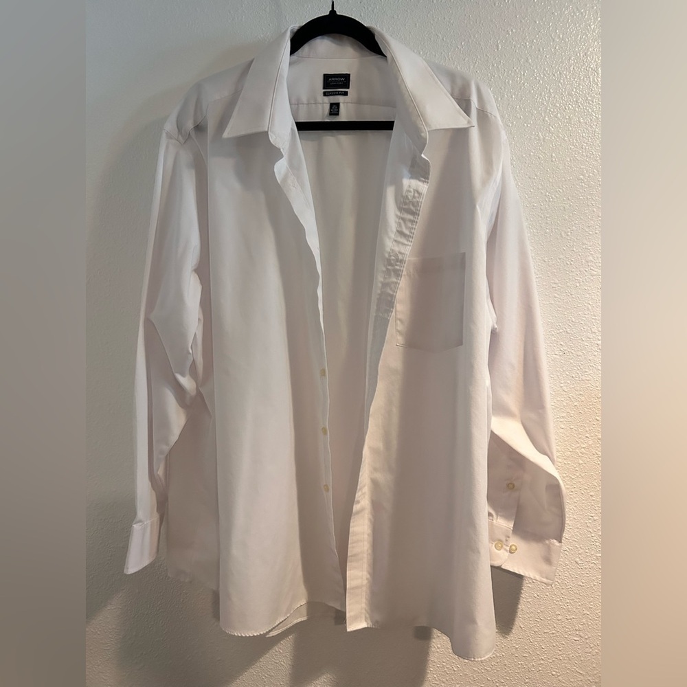 Arrow White Casual Button Down Shirt Size 18.5 34/35